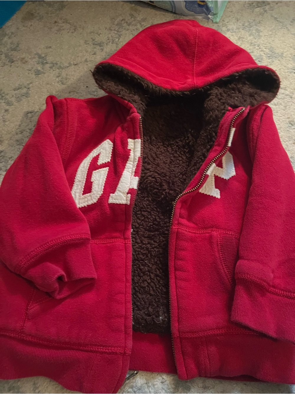 GAP Red Kids Hoodie with Sherpa Lining